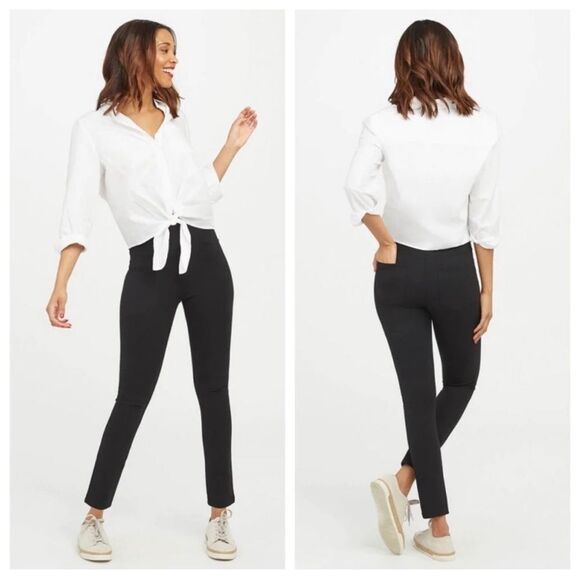 NWT Spanx The Perfect Pant Ankle Ponte Pull On Leggings in Black 2020P Size 1X - Picture 1 of 10